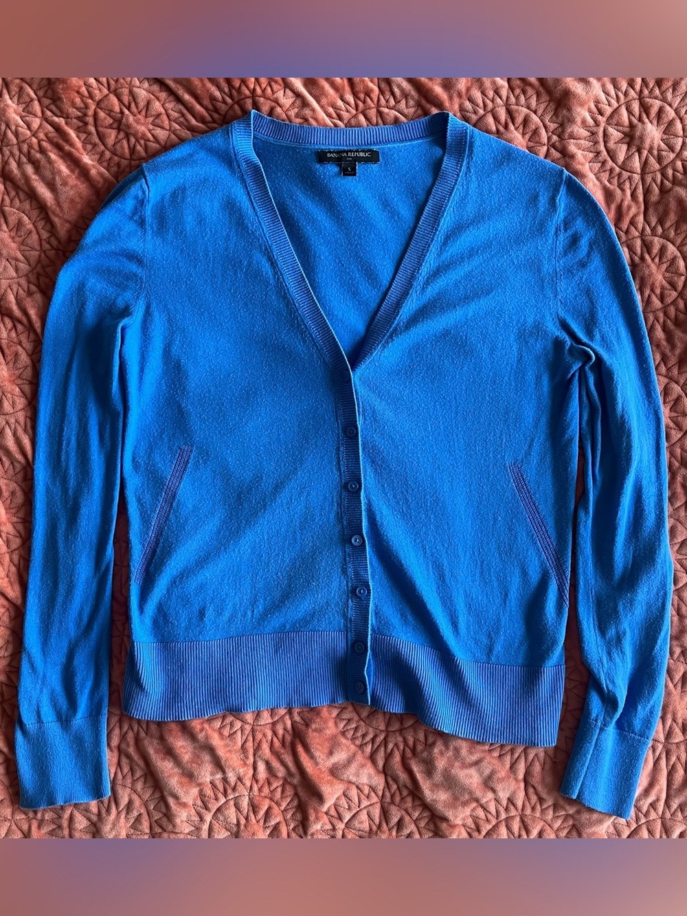 Banana Republic Blue Women's V-Neck Button Cardigan Sweater